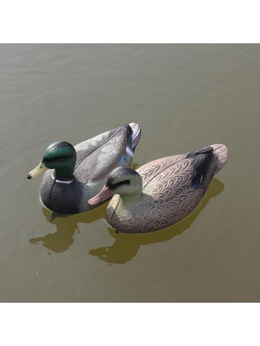 2-Pack Floating Mallard Duck Decoys - Hand-Painted, UV-Resistant, 13" Pair for